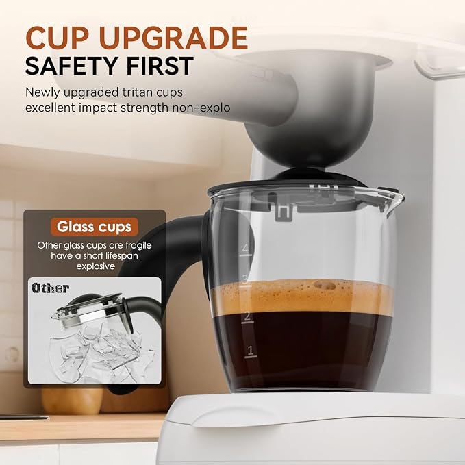 XIXUBX Coffee Machine, 3.5 Bar Espresso & Cappuccino Machine with Steam Wand, Compact Design Coffee Maker for Latte, Safety Lock & Tritan Cups, 800w, White