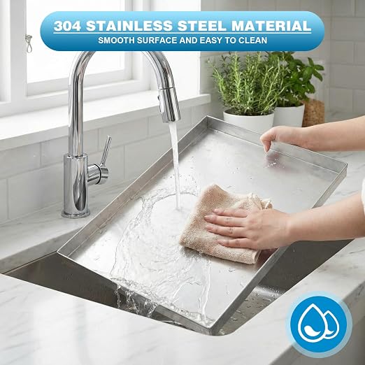 Wesiti 1 Pcs Ice Maker Drain Pan 24" x 15" x 1.5" Water Damage Prevention Galvanized Steel Welded Ice Maker Drain Pan, Leak-proof Corrosion-resistant, for Household and Commercial (Silver)