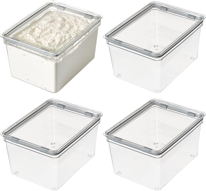 iDesign Small Food Storage Bin with Airtight Lid for Kitchen or Pantry Storage - Set of 4 - Clear