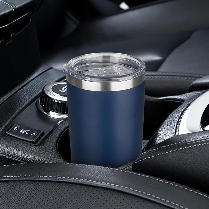 20oz Tumbler with Lid Stainless Steel Insulated Tumblers Travel Coffee Tumbler Bulk Double Wall Vacuum Insulated Water Cup Gifts for Christmas Women Men Her Him Home Office(Navy, 4pack)
