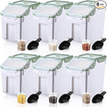 Sunnyray Flour Storage Container Bin,Rice Storage Containers with Wheels Seal Locking Lid, BPA Free with Measuring Cup Scoop for Rice Grain Pet Food Flour(55 Lbs,Green,6 Pcs)