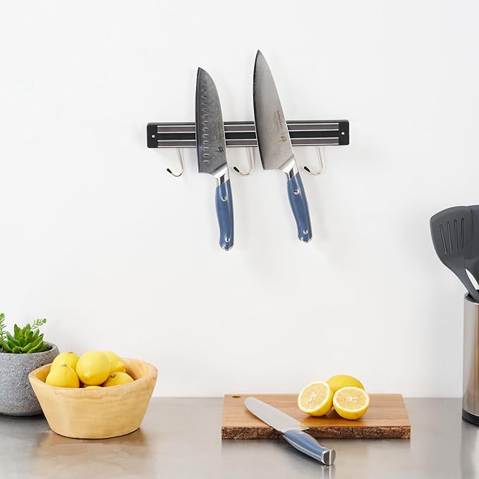 Restaurantware Met Lux 13 Inch Magnetic Knife Holder For Wall 1 Powerful Knife Magnetic Strip - Space-Saving Organizer Securely Hang Kitchen Utensils or Tools Black Plastic Knife Hanger