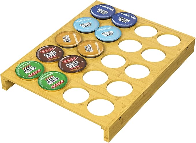 PEKER Bamboo Coffee Pod Drawer Organizer, Holder Tray for Coffee Station, Holds 20 Single-Serve Pods, Natural Bamboo Organizer for Kitchen Storage