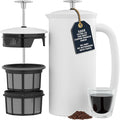 ESPRO Pro P7 French Press Coffee Maker - Double-Walled Stainless Steel Insulated with Micro-Filter - Matte White 32 oz