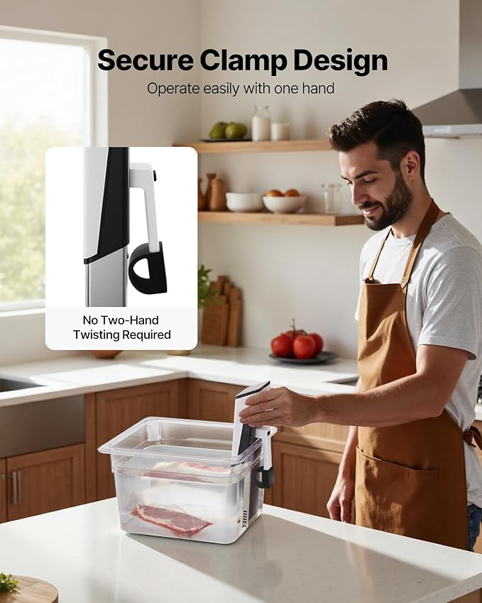 VEVOR Sous Vide Precision Cooker, 850W Sous-Vide Cooking Machine, Immersion Circulator with LED Digital Display, Secure Clamp Design, Fast-Heating, Accurate Temperature & Timer Control, Sous-Vide
