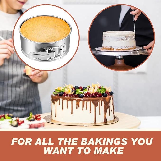 Funnymoom 4 Pack 4 Inch Mini Springform Pan Set, Small Stainless Steel Cheesecake Pan with Removable Bottom Leakproof Nonstick Round Baking Mold for Mini Cheesecakes Pie Pizzas and Quiches Cake