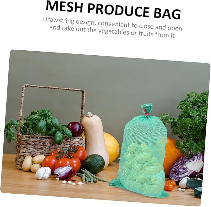 50pcs Onion Storage Mesh Bags Drawstring Produce Bags Mesh Produce Storage for Carrots Garlic Corn