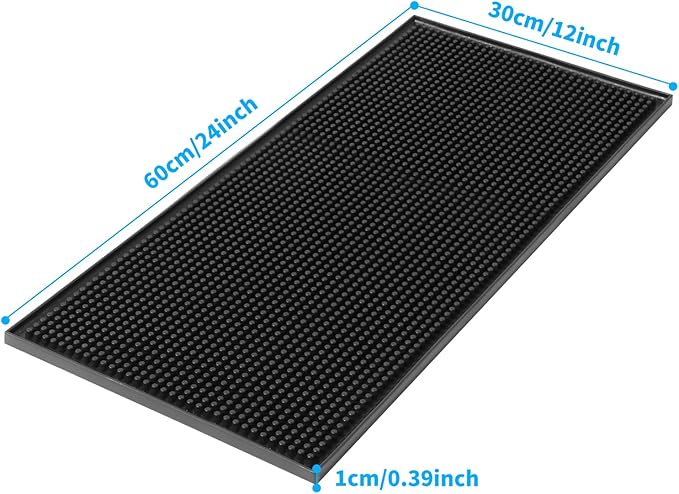 2 Pack Heavy-Duty Bar Mat Pad PVC Rubber Dish Drying Spill Matting for KTV Bar Glass Home (XL:24"x 12")