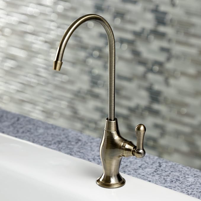 Kingston Brass KS3193AL Restoration Single Handle Water Filtration Faucet, Antique Brass, 10.81 x 4.63 x 1.75
