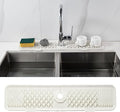 Kitchen Sink Splash Guard,24inch Silicone Draining Mat White Cream Longer Silicone Faucet Handle Drip Catcher Tray Kitchen Sink Splatter Screen for Kitchen