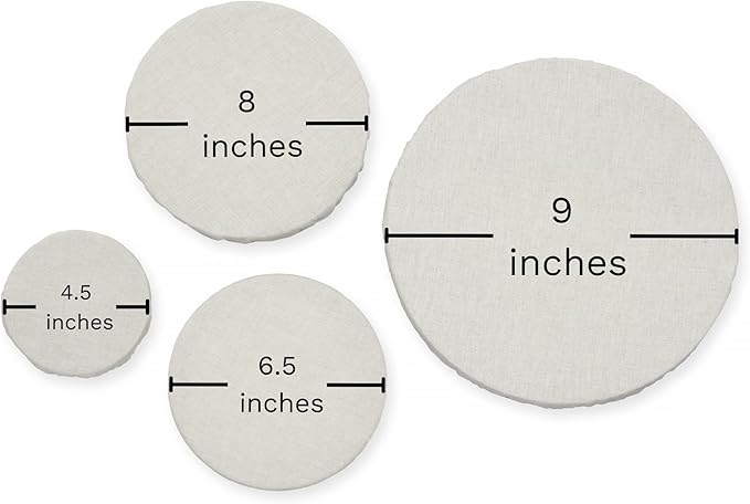 Organic Linen Bowl Covers - 8 Pack, 100% Linen Fabric Bowl Covers Set to Cover Fruits, Vegetables and Regulate Moisture - Elastic Closure for Salads, Bread & Leftovers (Off White)