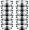 Pinkunn 12 Pcs Stainless Steel Mixing Bowls, Nesting Metal Salad Prep Bowls Bulk Reusable Baking Food Container Large Medium Small for Kitchen Hotel Restaurant Cooking, Silver (12.6 x 4.25 Inch)