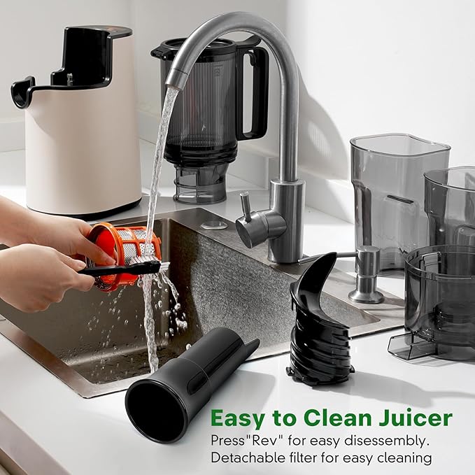 Cold Press Juicer, Masticating Juicer with 5.4" Wide Feed Chute, 350w Slow Juicer Machines Fit Whole Vegetables and Fruits with High Juice Yield, Easy to Clean (Pink)