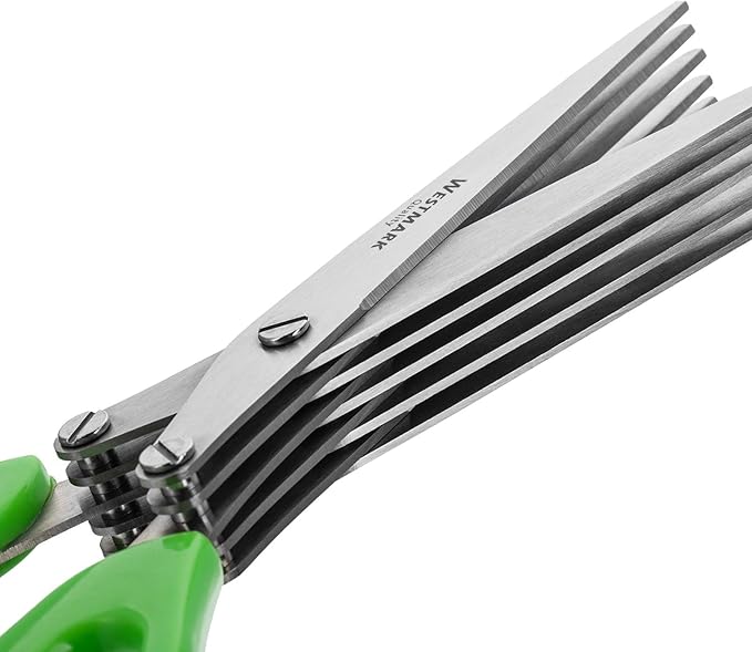 Westmark Germany Stainless Steel 5-Blade Herb Scissors with Cleaning Comb (Green)