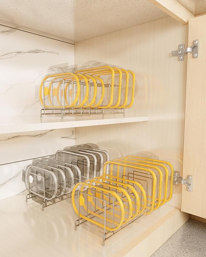YQh 2 pieces，Kitchen Cabinet Organizer Rack for Cutting Boards, Bakeware, and Pan Storage, Stainless Steel