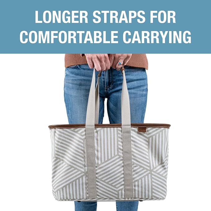 CleverMade Collapsible LUXE Tote, 30L Foldable Grocery Shopping Bag, Reusable