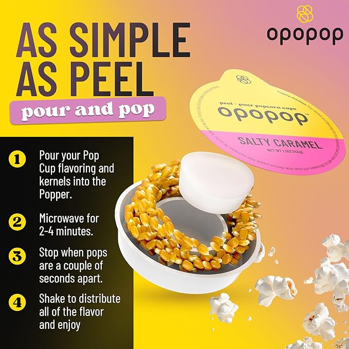 Opopop Microwave Popcorn - Variety 12-Pack Gourmet Popcorn Kit, Collapsible Silicone Popcorn Popper, Popcorn Maker, Gluten Free Snacks Variety Pack, BPA-Free and Dishwasher Safe (New Flavors)