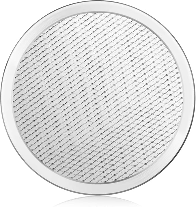 New Star Foodservice Restaurant-Grade Seamless Aluminum Pizza Baking Screen, 8 Inch, Pack of 6