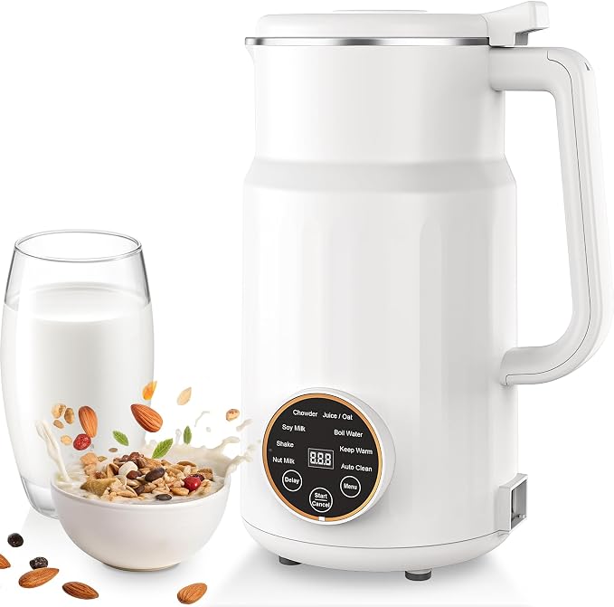 Nut Milk Maker Machine,10 in 1 Automatic Plant Based Milk Maker, 34oz Almond Milk Machine, 304 stainless steel with 12 Blades for Homemade Oat, Coconut, Chowder, Juice, Soy Milk Machine
