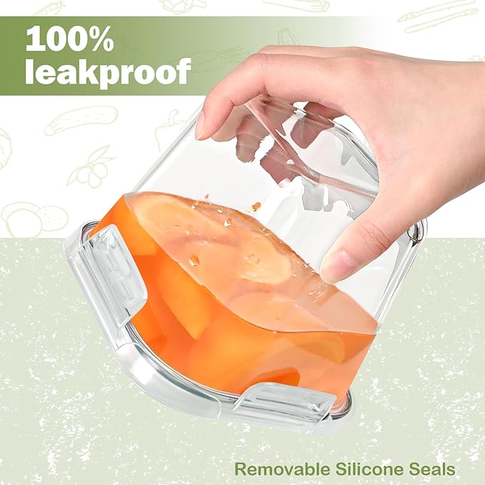 Borosilicate Glass Soup Containers with Lids, 4 Cup/32 oz, 4 Pack | Microwave Dishwasher Oven Freezer Safe | Airtight Leak Proof | Food Grade | Square Soup Meal Prep | Lunch | Food Storage Set