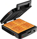 KRUPS 4-Slice Belgian Waffle Maker: Stainless Steel, 5 Browning Levels, Audible Ready Beep, Removable Plates, 1200W, Silver/Black, Large Waffle Maker Family Size, Great for Family Breakfasts