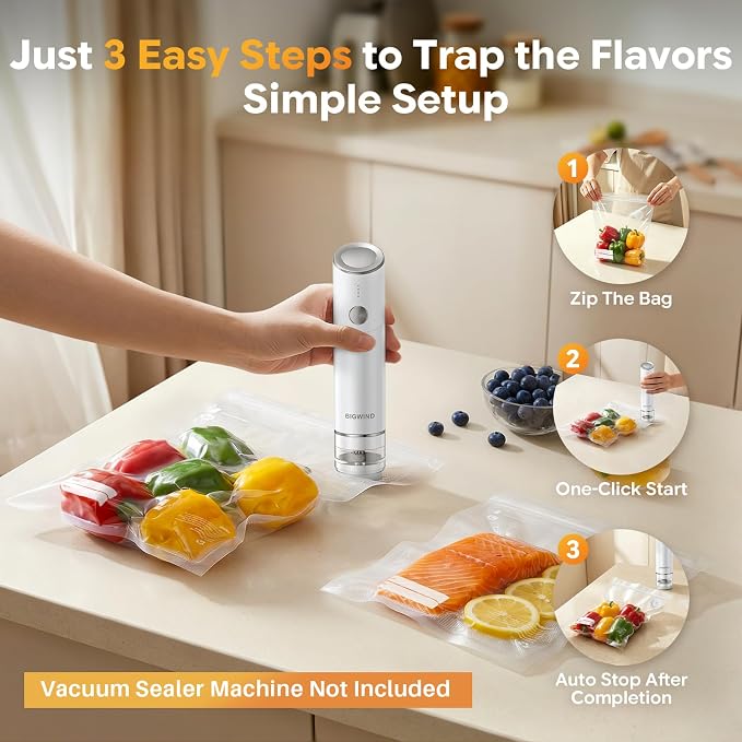 Reusable Vacuum Sealer Bags for Food – 30 BPA-Free Medium (10 × 11in) with Food Storage Bags, Freezer Microwave Safe – Odor Resistant, Leak-Proof – Compatible with Compact Vacuum Sealer