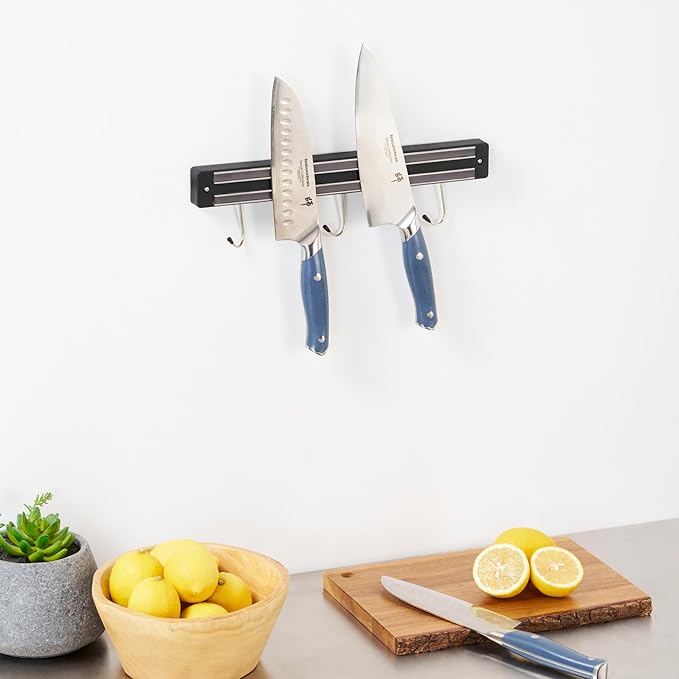 Restaurantware Met Lux 13 Inch Magnetic Knife Holder For Wall 1 Powerful Knife Magnetic Strip - Space-Saving Organizer Securely Hang Kitchen Utensils or Tools Black Plastic Knife Hanger
