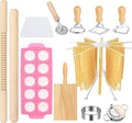 12PCS Pasta Maker Tool Set, Ravioli Mold Set, Ravioli Maker with Roller Wheel, Ravioli Cutter Set with Wooden Handle, Pasta Making Kit for Ravioli Press Mold Pasta Making Kit Accessories for Home (12)