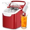 Antarctic Star Ice Maker Countertop, 8 Bullet Ice Cubes in 6 Mins, 26.5 lbs/Day, Self-Cleaning, 2 Sizes, Ultra-Quiet for Home/Kitchen/Camping/RV RED