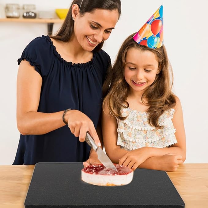 Lovdeco Granite Black Cutting Board, Pastry Board For Kitchen, Large Black Marble Slab Gift With Non-Slip Feets, 16x20 Inch, 1 Piece