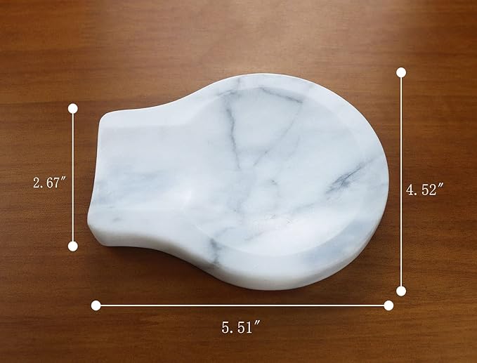 Marble Spoon Rest for Kitchen Counter, Stove Top, Spatula, Tongs Holder with Non-Slip Silicone Feet, 1 Pack + Small Glass Bowls with Lids, Set of 6, Food Leftover Containers, 6.8 Ounces