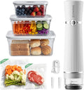 Compact Vacuum Sealer for Food (Vacuum Sealer Machine+3 Vacuum Containers+14 Reusable Vacuum Bags),Powerful Handheld Vacuum Seal Machine,Seal Meal Saver,Portable Food Sealer,Easy-Clean