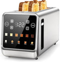 Toaster 4 Slice Long Slot for Bagels & Artisan Bread, Digital Smart Touch Screen with Memory Function & Single-Slice Modes, 6 Toast Settings & 5 Bread Types, Defrost & Reheat, Stainless Steel