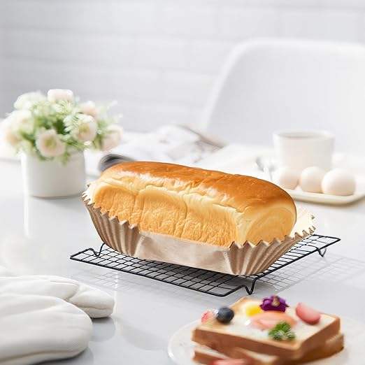 100 Pack 9x5 Inch Loaf Pan Liners, Non-Stick Cake Baking Sheets, Unbleached & Greaseproof Baking Paper for Cookies, Cupcakes, Bread.(Bottom Sizes: 8"× 4")