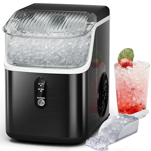 Antarctic Star Countertop Ice Maker with Soft Chewable Pellet Ice, 34lbs/24Hrs, One-Click Operation, Self-Cleaning Portable Peddle Ice Machine with Ice Scoop for Kitchen,Office,Bar,RV