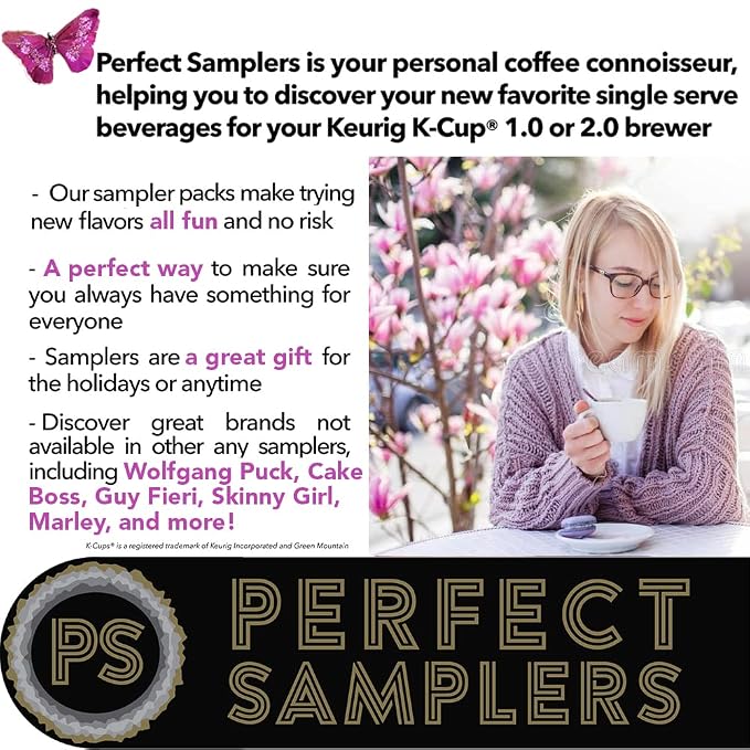 Perfect Samplers Tea Pods, Cider, Hot Chocolate, Cappuccino & Coffee Pods Variety Pack, Single Serve Coffee & K Pod Variety Pack for Keurig K Cups Brewers, Coffee Gift Set, 50 Count