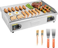 VEVOR Commercial Electric Griddle, 28.54 x 15.75 in, 4400W, 122-570°F Adjustable Temp Control, Stainless Steel Countertop Full Flat Top Grill with 2 Spatulas, 2 Brushes, for Steak, Pancake(NO PLUG)