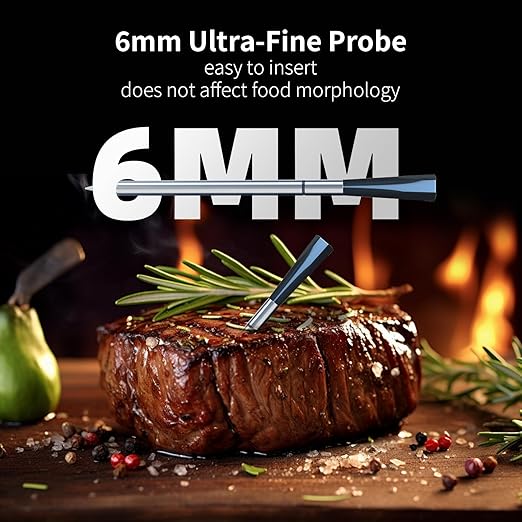 YFL Smart Wireless Meat Thermometer with App, 500ft Range Bluetooth 5.4 BBQ Thermometer, Wire-Free Digital Food Probe with Dual Sensors for Grilling, Smoker, Oven, Rotisserie, Steak, IP67 Waterproof