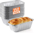 NEEBAKE 150 Pack 6x3.5x2 Disposable Aluminum Loaf Pans - 1 Lb Mini Loaf Pans, Small Aluminum Tin Foil Baking Pan, Food Containers for Baking, Cakes, Bread, Meat, Loaves