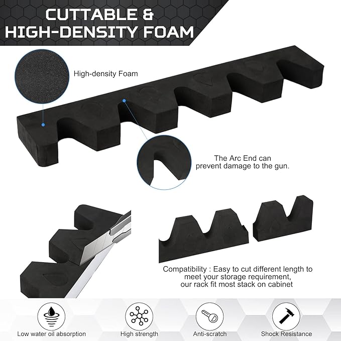 OCQOTAT Gun Rack for Gun Storage, Gun Safe Accessory for Rifles and Shotguns, Gun Holder in Gun Cabinet, Shotgun Rifle Rest, Foam Material with Magnetic Strip and Hook Strip , Gifts for Hunters