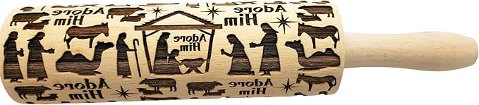 NATIVITY EMBOSSING ROLLING PIN for GINGERBREAD COOKIES for CHRISTMAS