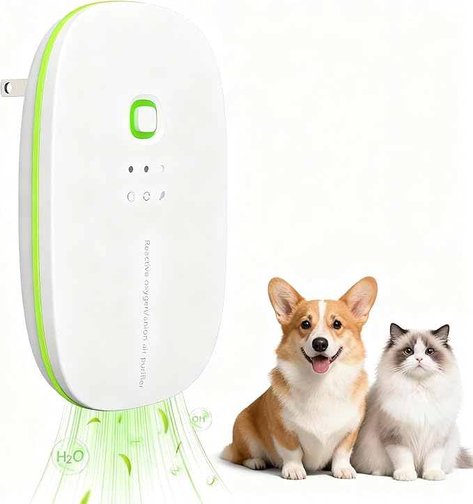 Cat Litter Deodorizer 99% Ozone Odor Eliminator Negative Ion 2-IN-1, Portable Plug In Ionic Air Purifier Filter-free Quiet Dog Poof Odor Removal for Home, Pets, Kitchen, Toilet, Wardrobe, Garage