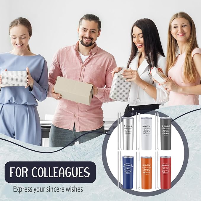 Lallisa 12 Sets Thank You Gifts for Men Women Insulated Stainless Steel Travel Tumbler Mug 20oz Inspirational Appreciation Christmas Gifts for Boss Teacher Employee Coworker Friends(Mixed Colors)