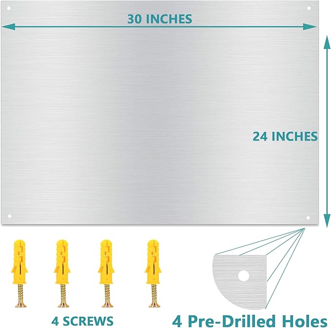 24" By 30" Stove Backsplash Splatter Guard Range Hood Back splash Wall Shield Metal Panel, Easy Clean and Install, Stainless Steel (24" x 30")