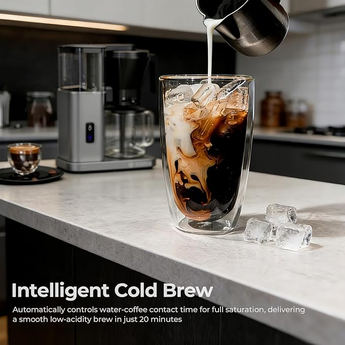 Kismile 8 Cup Drip Coffee Maker, SCA Certified Hot & Cold Brew Coffee Machine, Fast Heating to 197–205℉, 40 Min Keep Warm, Adjustable Flow Control, Easy to Clean