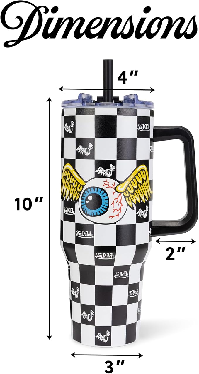 Von Dutch Vision Board 40oz Double Walled Insulated Food Grade Stainless Steel Tumbler, BPA Free - 24 Hours Cold / 10 Hours Hot