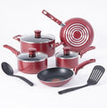 T-fal Essentials Non-Stick Pots and Pans Cookware 10 Piece Set, Red