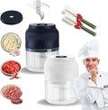 2026 Upgraded Electric Garlic Chopper, Mini Portable Veggie Cutter, USB Rechargeable, 350ML Portable Cordless Mini Food Processor for Nuts Chili Onion Minced Meat and Spices (2PCS-B)