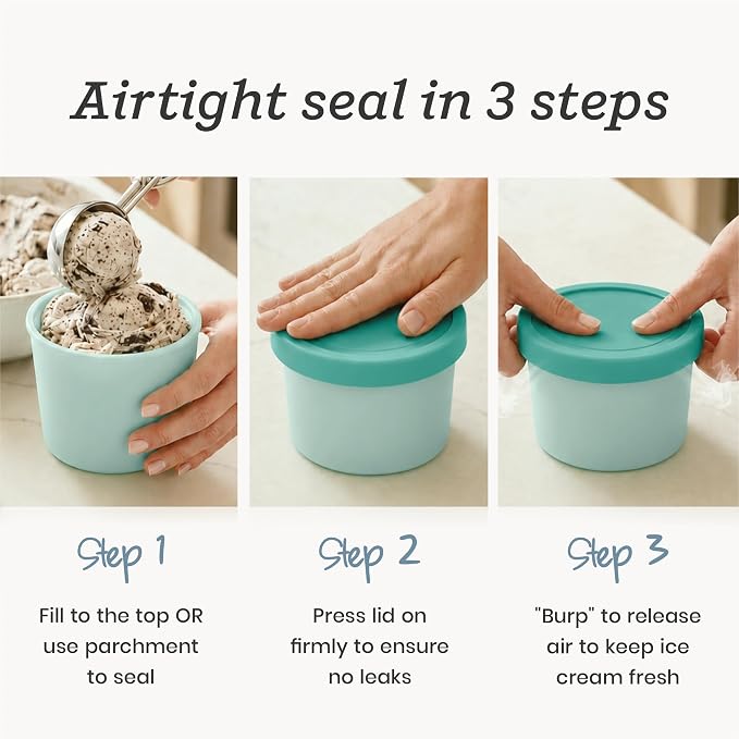 Starpack Freeze The Day Cute Small Ice Cream Freezer Containers (6-Pack, 13.5oz) - Single Serve with Silicone Lids - BPA-Free, Airtight, Reusable, Homemade Ice Cream, Frozen Yogurt, Lavender & Mint