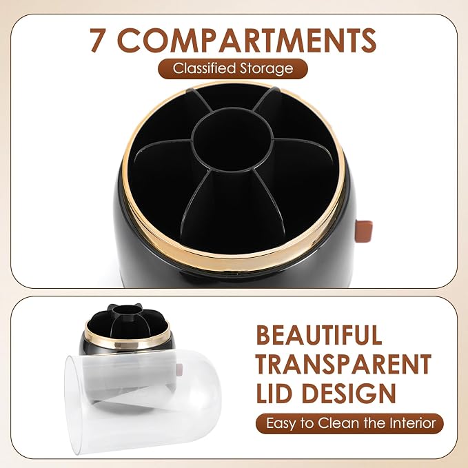 EXIN DECHEN 360° Rotation Silverware Organizer for Kitchen Counter,Utensil Holder Caddy Silverware Caddy Holder for Party,Spoon and Fork Organizer,7 Slots and Intermediate Drainage Device with Cover